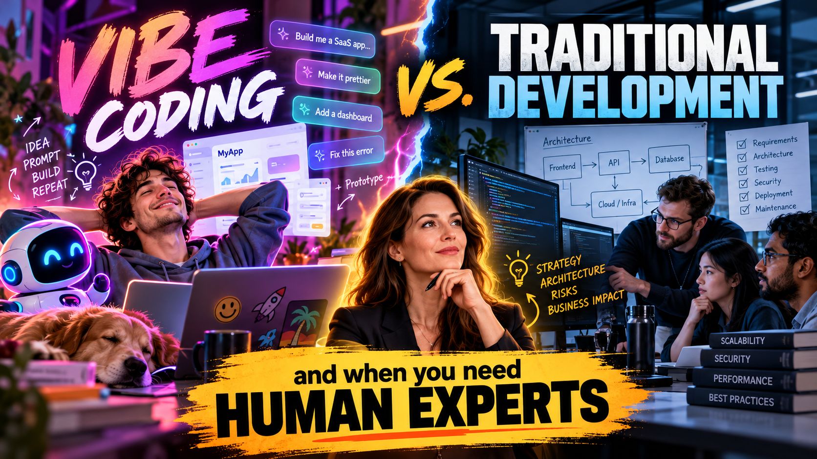 Vibe coding vs. traditional development and when you need human experts